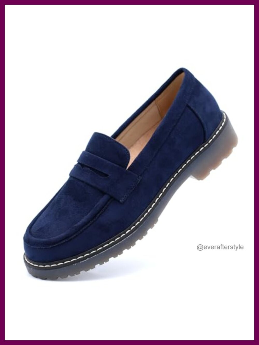 Women's Chunky Platform Slip-On Loafers Faux Suede Comfortable Casual Shoes
